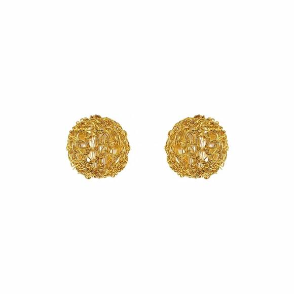 LAVISH BY TRICIA MILANEZE Jewelry - NEW LAVISH BY TRICIA MILANEZE women's dome post handmade crochet earrings in gol